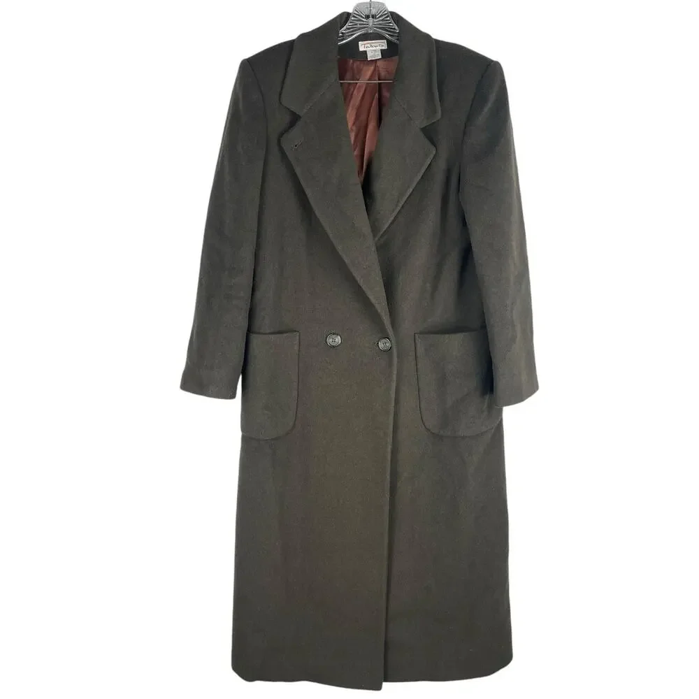 Talbots Wool Cashmere Silk Blend Long Coat Floor Length Green Size 1X